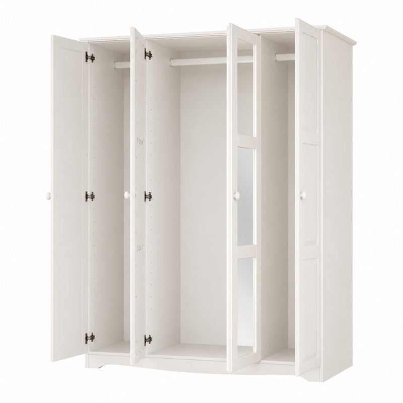 Solid Wood Mirrored Four Door Combo Dresser (765067) - White