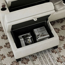 Load image into Gallery viewer, Chenille Storage Ottoman (714392) - Beige / Black
