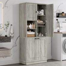 Load image into Gallery viewer, Modern Tall Storage Cabinet With Adjustable Shelves, Flip-Out Basket &amp; Enclosed Doors
