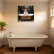 Load image into Gallery viewer, Tiger In Bathtub Wall Art Print Poster, Bathroom Decor Posters Prints For Restroom - Pink / White
