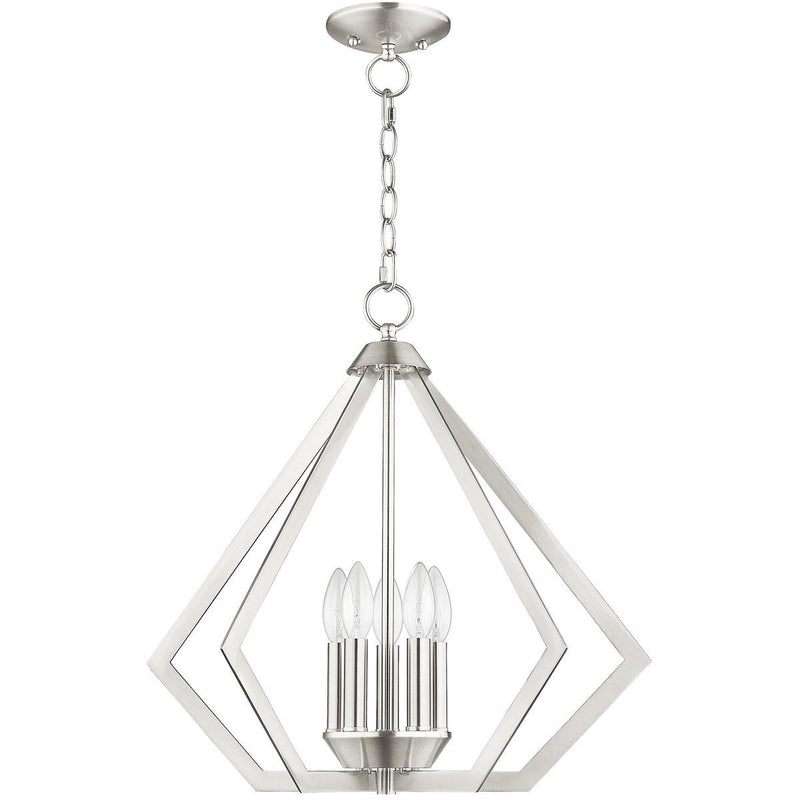 20" Five-Light Dimmable Chandelier With Shades - Nickel
