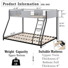 Load image into Gallery viewer, Metal Twin over Full Bunk Bed/ Heavy-duty Sturdy Metal/ Noise Reduced/ Safety Vent Board Guardrail/ CPC Certified/ No Box Spring Needed
