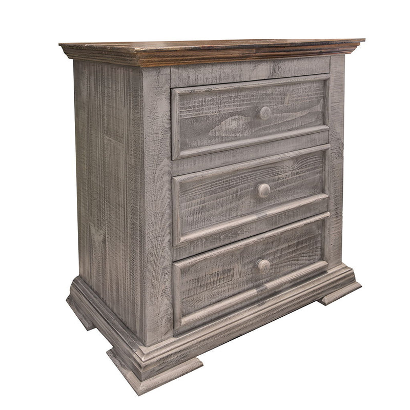 30" x 18" x 31.8" Three Drawer Nightstand - Gray