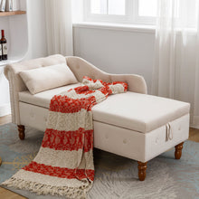 Load image into Gallery viewer, Chaise Lounge Indoor, Lounge Chair For Bedroom With Storage &amp; Pillow, Modern Upholstered Rolled Arm Chase Lounge For Sleeping With Nailhead Trim For Living Room Bedroom Office
