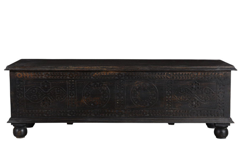 54" Solid Wood Distressed Lift Top Solid Coffee Table - Black