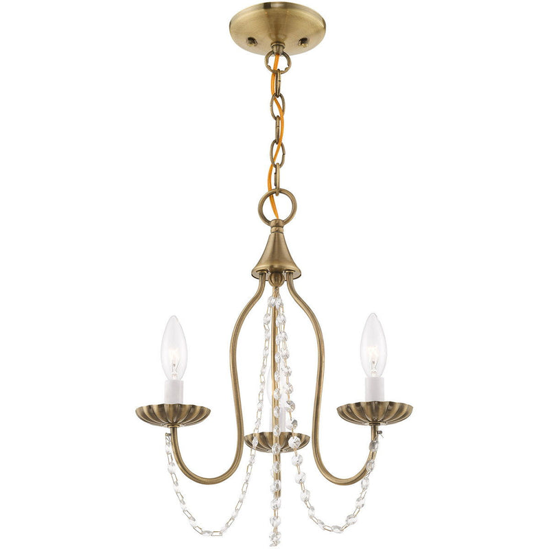 17'' Three Light Dimmable Chandelier With Shades - Antiqued Brass