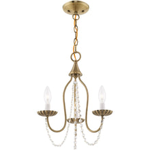 Load image into Gallery viewer, 17'' Three Light Dimmable Chandelier With Shades - Antiqued Brass
