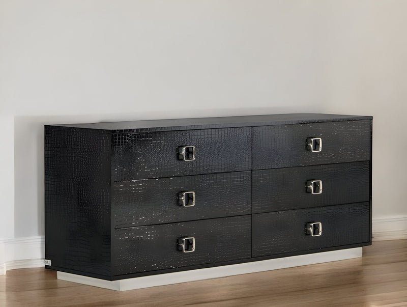 6 Drawer Double Dresser - Black