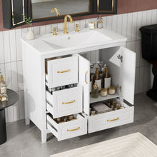 Load image into Gallery viewer, Bathroom Vanity With Sink, Soft Closing Doors &amp; Drawers, Metal Handles
