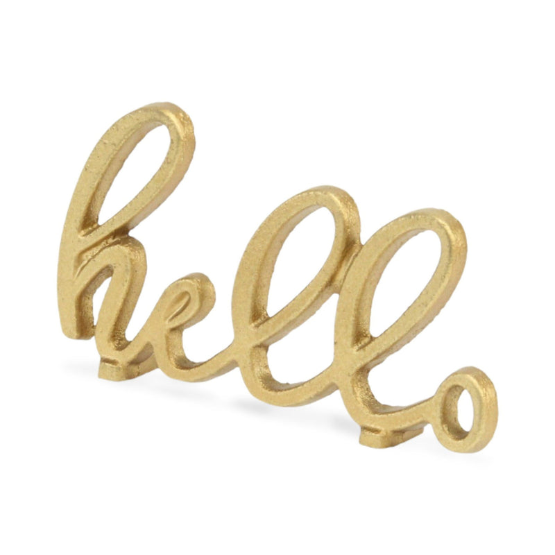 Hello Hand Painted Tabletop Sculpture - Gold