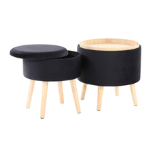 Load image into Gallery viewer, Tray - Contemporary Storage Ottoman With Matching Stool - Black / Natural
