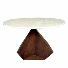 Load image into Gallery viewer, Solid Wood And Marble Geo Coffee Table - Brown And White
