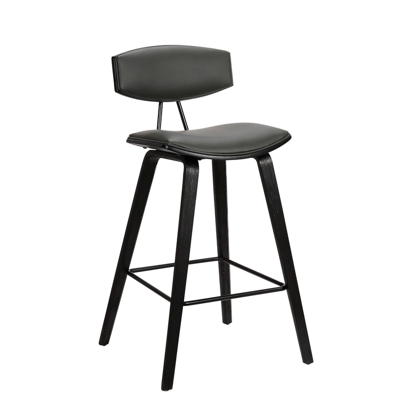 26" Iron Low Back Counter Height Bar Chair - Gray And Black