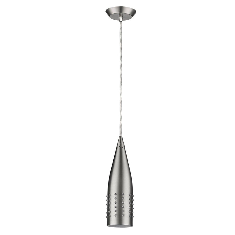 Narrow Hanging Light With Glass Studs - Silver