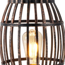 Load image into Gallery viewer, 8" Battery Operated Novelty Bedside Lamp With Cage Shade - Black
