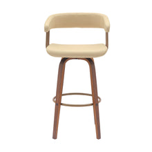 Load image into Gallery viewer, 31" Faux Leather Swivel Bar Height Bar Chair - Cream And Wood Brown
