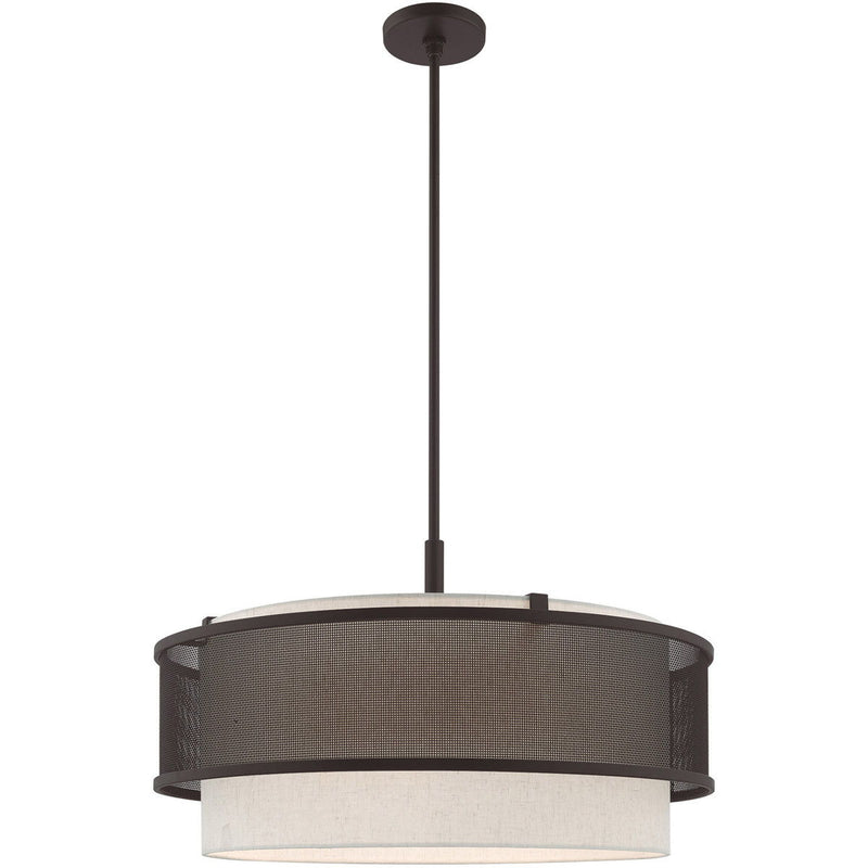 22" Four Light Dimmable Chandelier With Shades - Bronze