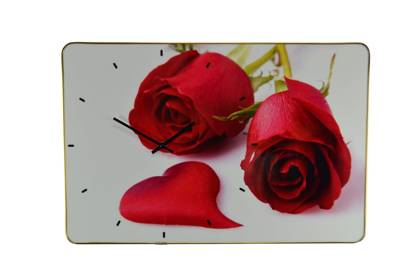 Silent Roses Floral Wall Clock - Red / Red / White