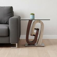Load image into Gallery viewer, Glass Square End Table - Walnut, Oak And Clear
