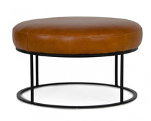 Load image into Gallery viewer, Faux Leather Ottoman - Camel / Black
