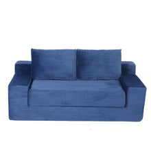 Load image into Gallery viewer, Loveseat Sofa, Comfortable Deep Seat Sofa Bed, Modern Small Corduroy Couch For Living Room Bedroom,Reversible Cushion With Pillows,No Assembly Required, Dark Blue
