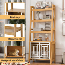 Load image into Gallery viewer, Modern Furniture Style 2 In 1 Pet Friendly Dog Crate Ladder Bookcase - Ancient Oak
