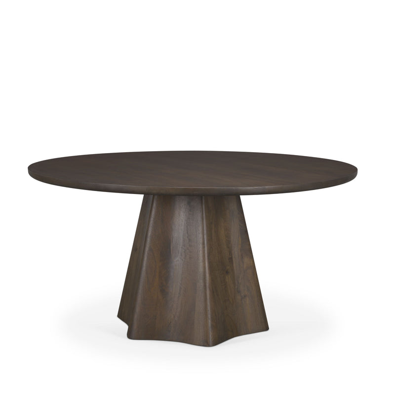Solid Wood Pedestal Base Round Top Dining Table (727901) - Brown