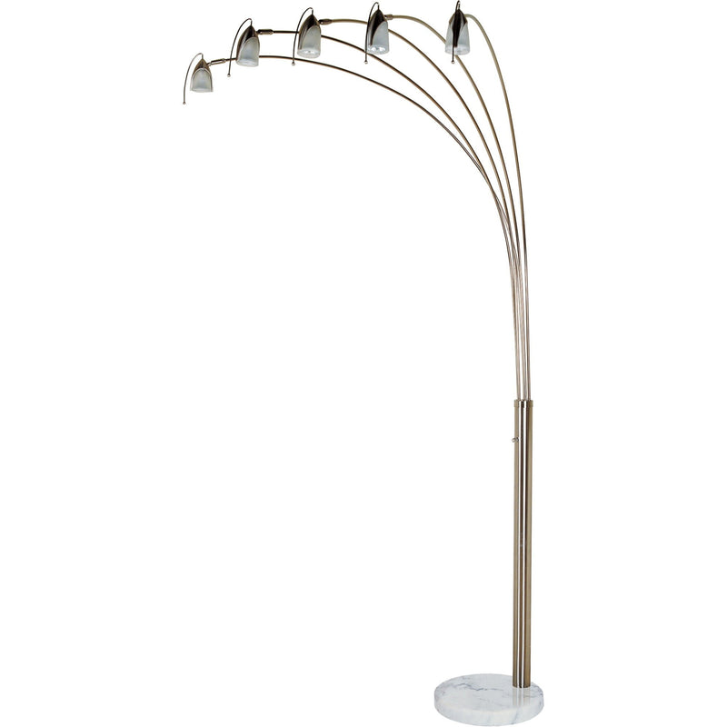 Dull Metal Floor Lamp With Five Adjustable Swing Arms - Gold