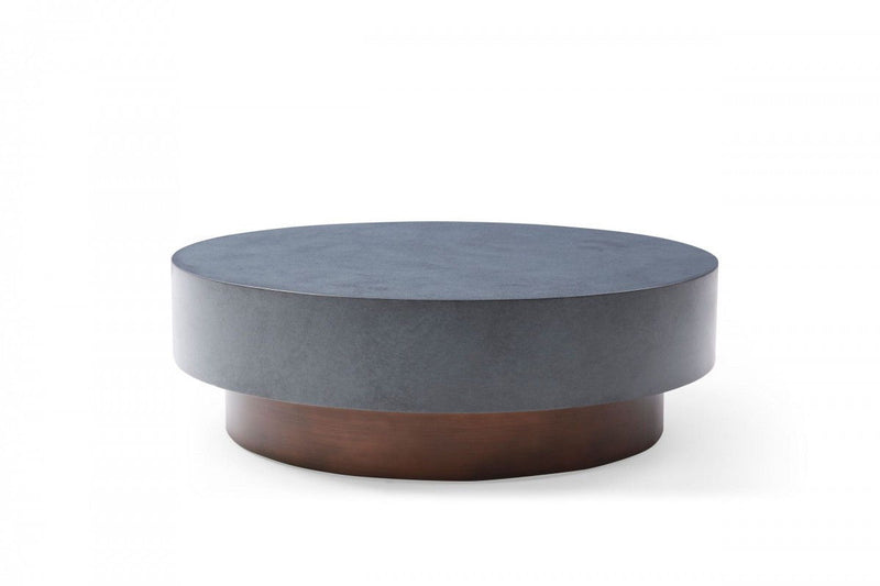 Steel Round Coffee Table - Antique Copper And Gray