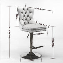 Load image into Gallery viewer, Thick Swivel Barstools Adjusatble Seat Height From 25-33", Modern Upholstered Bar Stools With Backs Comfortable Tufted For Home Pub And Kitchen Island (Set of 2)

