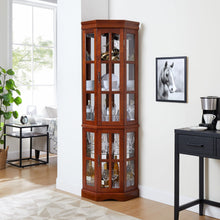 Load image into Gallery viewer, Corner Curio Cabinet With 5 Shelves And Lighting System (E26 Light Bulb Not Included)
