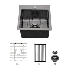 Load image into Gallery viewer, Topmount 16G Stainless Steel Kitchen Sink Deep Single Bowl - Gunmetal Black
