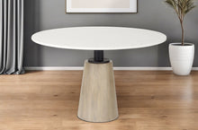 Load image into Gallery viewer, 48" Rounded Marble Pedestal Base Dining Table - White / Natural
