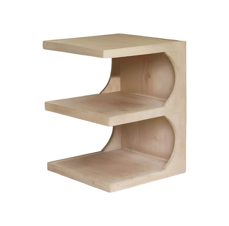Solid Wood End Table With Two Shelves - Natural