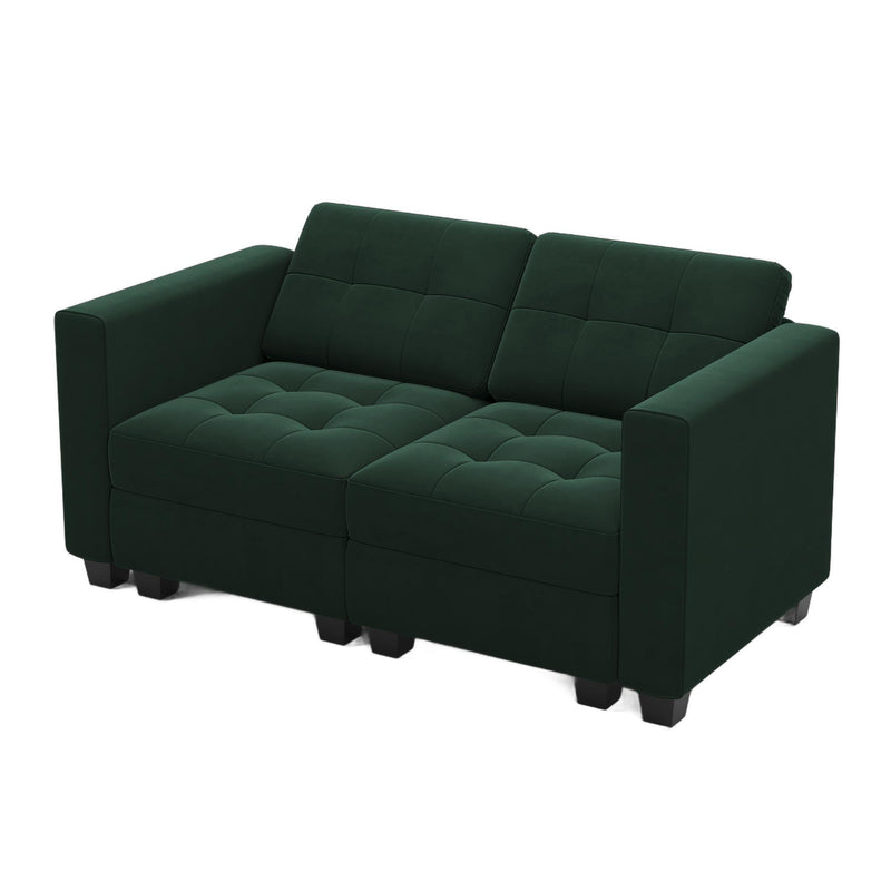 Velvet Loveseat With Storage And Toss Pillows - Green And Black