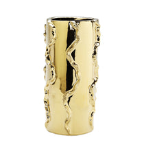 Load image into Gallery viewer, Cylinder Table Vase With Sculptural Details - Gold
