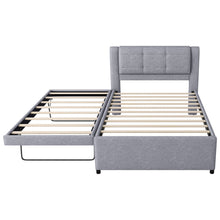 Load image into Gallery viewer, Upholstery Platform Bed With Trundle, Trundle Can Be Flat Or Erected
