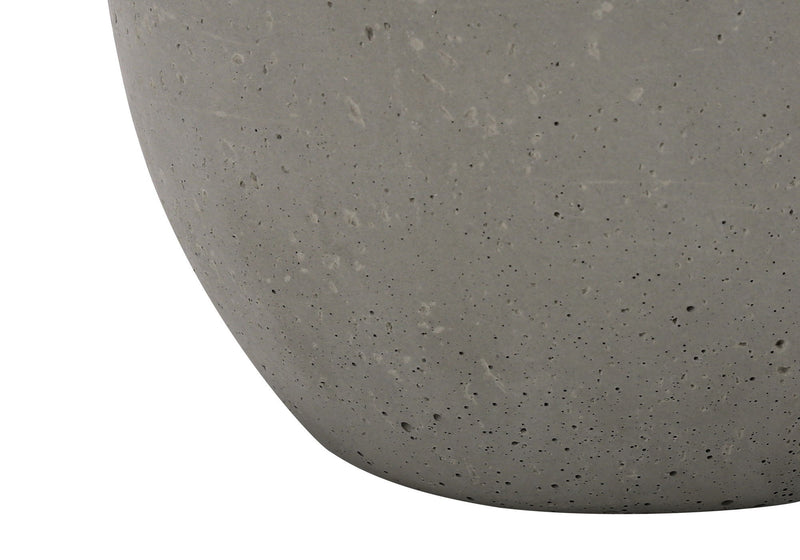 Concrete Round Table Lamp With Ivory Drum Shade - Gray