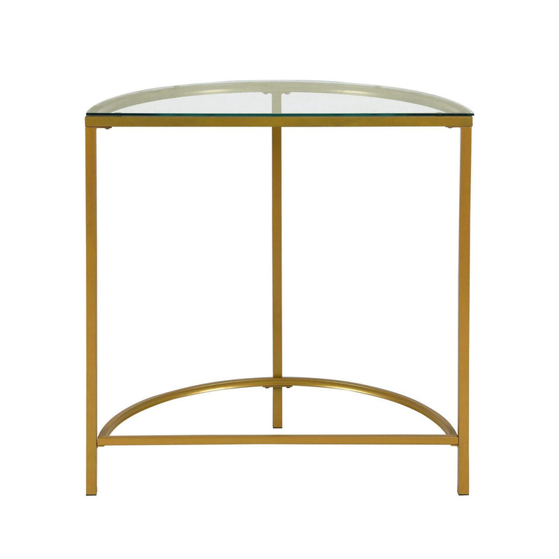 Clear And Glass And Iron Half Circle Three Leg Console Table - Gold