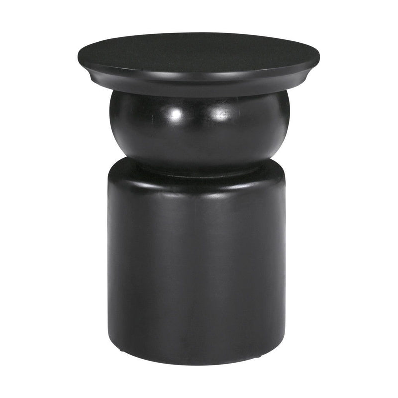 20" Solid Wood Round Drum End Table - Black