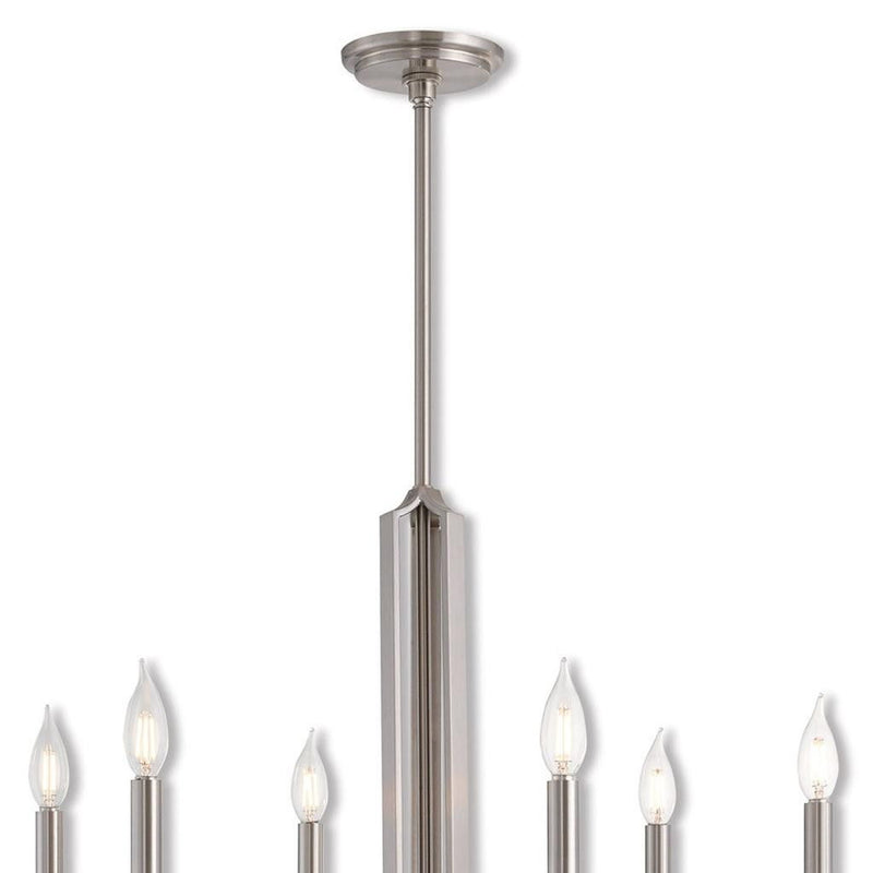 27" Six-Light Dimmable Chandelier With Shades - Nickel