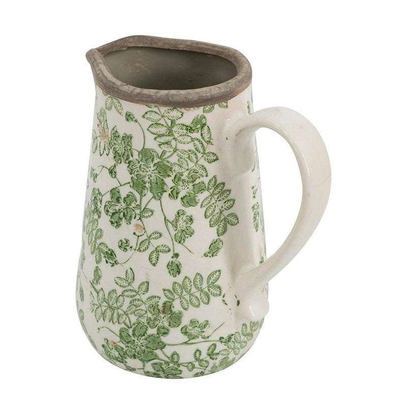 Leaf Round Jug Vase (574384) - Green / White