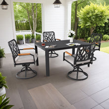 Load image into Gallery viewer, Outdoor Patio Furniture Dining Set With Sunbrella Fabric, Rectangular Table With Umbrella Hole
