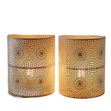 Load image into Gallery viewer, 8" Battery Operated Lamps With Pierced Shades (Set of 2) - White
