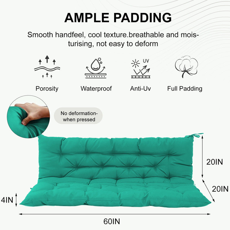 3 Seater Outdoor Porch Swing Cushion With Backrest