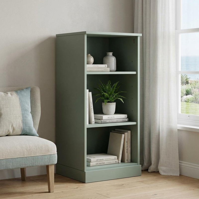 Solid Wood Adjustable Three Tier Library Bookcase - Sage