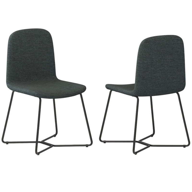 Solid Wood Dining Parsons Chairs (Set of 2) - Charcoal / Black