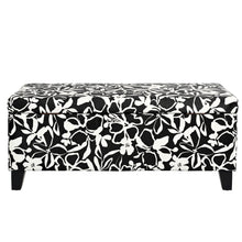 Load image into Gallery viewer, Luxury Storage Ottoman With Floral Patterned Fabric, Soft-Close Hinges, Multi Functional
