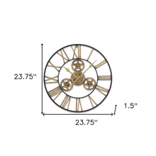Load image into Gallery viewer, Analog Exposed Gear Round Wall Clock - Black / Gold
