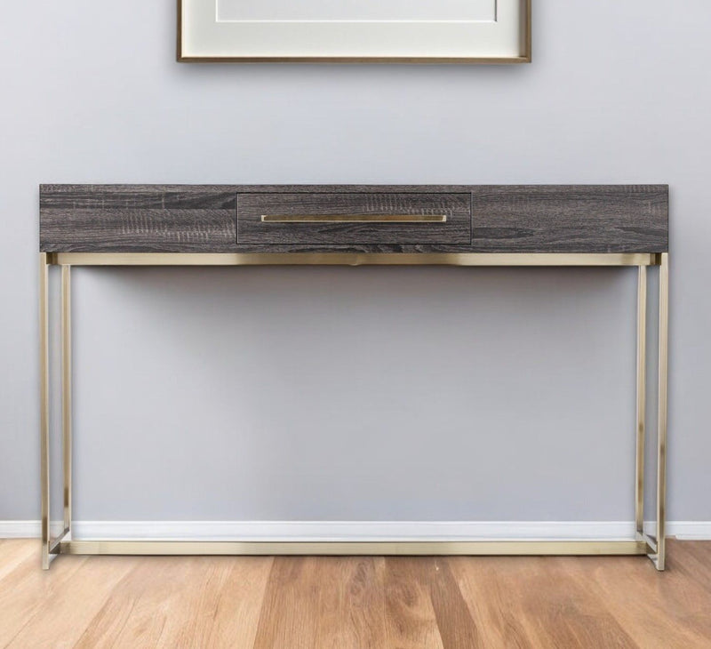 Frame Console Table Drawers - Gray / Gold